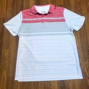 Ben Sherman Sport Striped Pink & White Men's Stretch Polo Xl B42